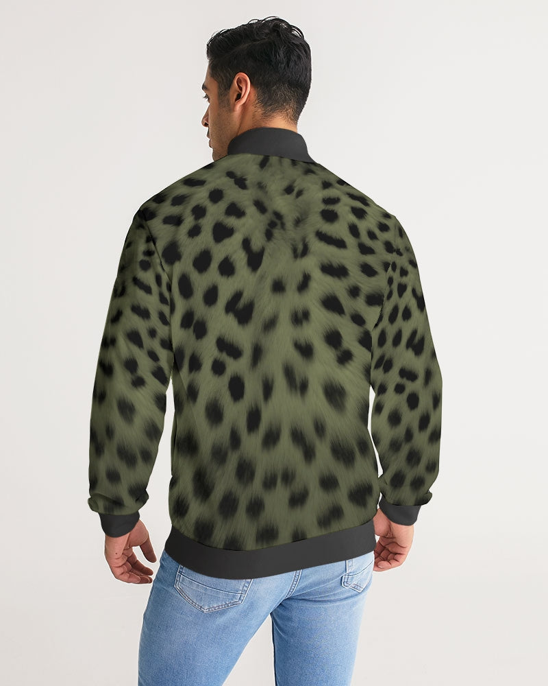 Forest Cheetah Men's Track Jacket with Striped Sleeve