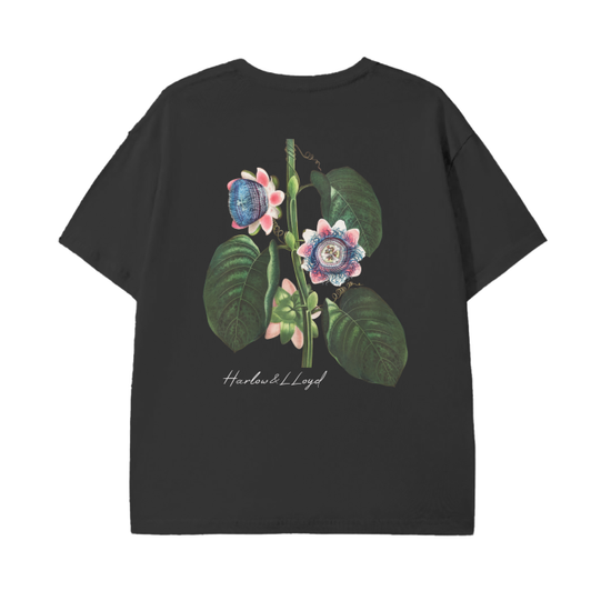 Passion Flower Print Unisex Cotton T-Shirt