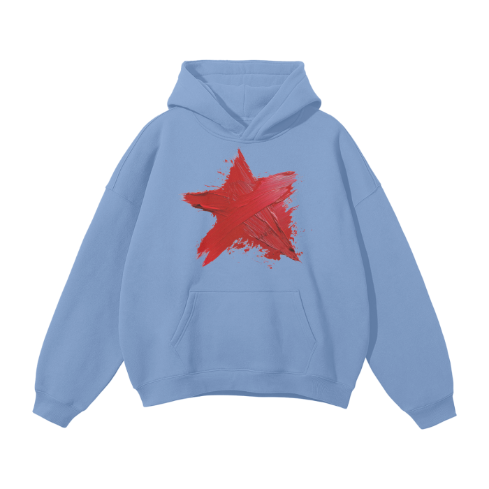 Premium Oversized Heavy Fleece Hoodie with Painted Star Print