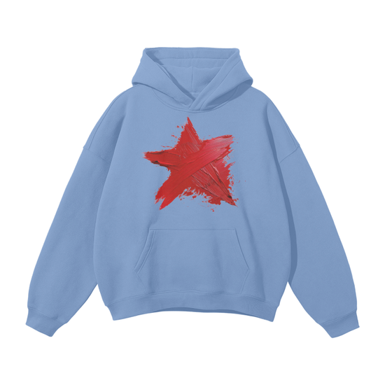 Premium Oversized Heavy Fleece Hoodie with Painted Star Print