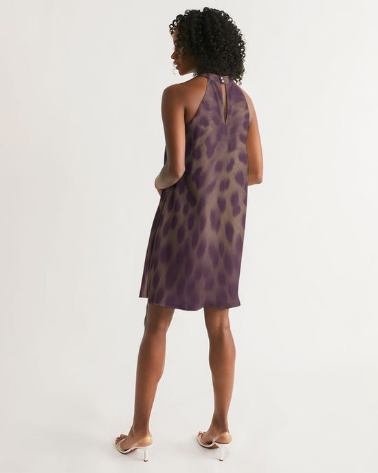 Desert Plum Cheetah Women's Halter Dress