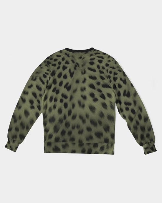 Forest Cheetah Green French Terry Crewneck Pullover Sweatshirt