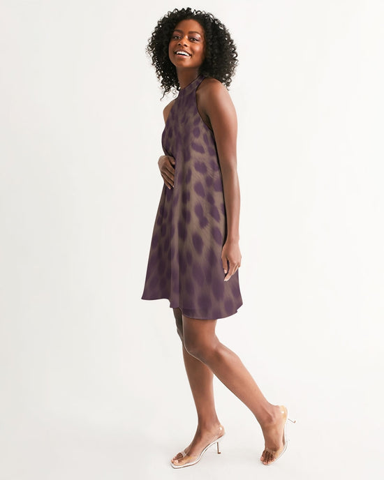 Desert Plum Cheetah Women's Halter Dress