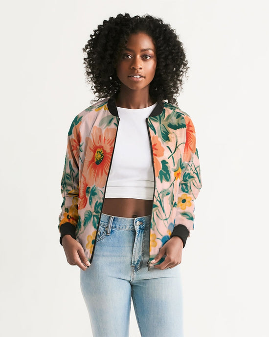 Peach Flowers Women's Bomber Jacket