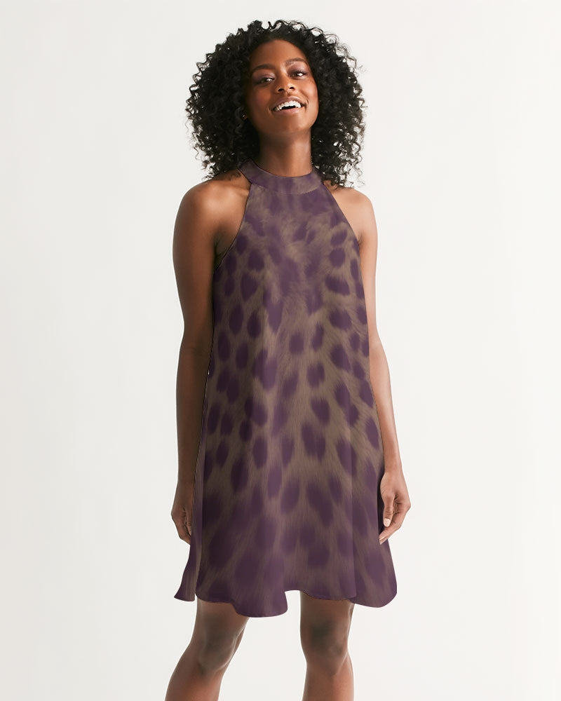 Desert Plum Cheetah Women's Halter Dress