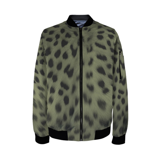 Forest Cheetah Men's Bomber Jacket with Zipper Pocket