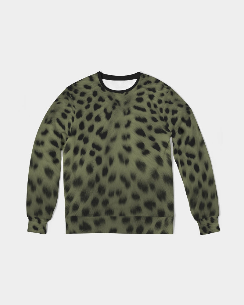 Forest Cheetah Green French Terry Crewneck Pullover Sweatshirt