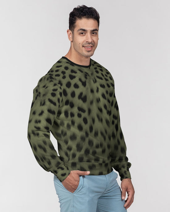 Forest Cheetah Green French Terry Crewneck Pullover Sweatshirt