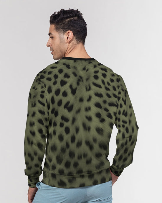 Forest Cheetah Green French Terry Crewneck Pullover Sweatshirt