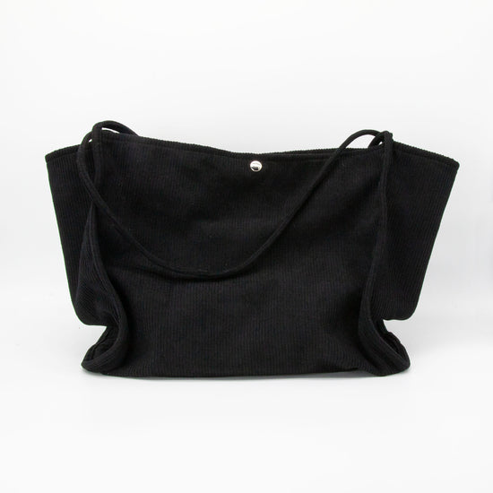 Black Large Capacity Slouchy Corduroy Tote Bag