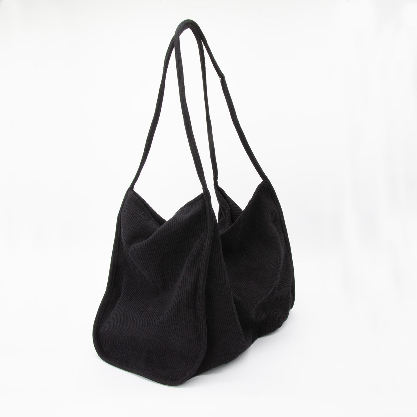 Black Large Capacity Slouchy Corduroy Tote Bag