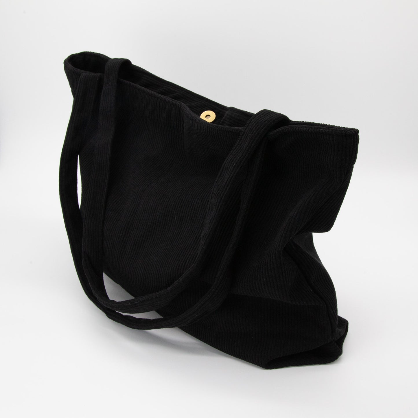 Wide Corduroy Tote Bag in Black
