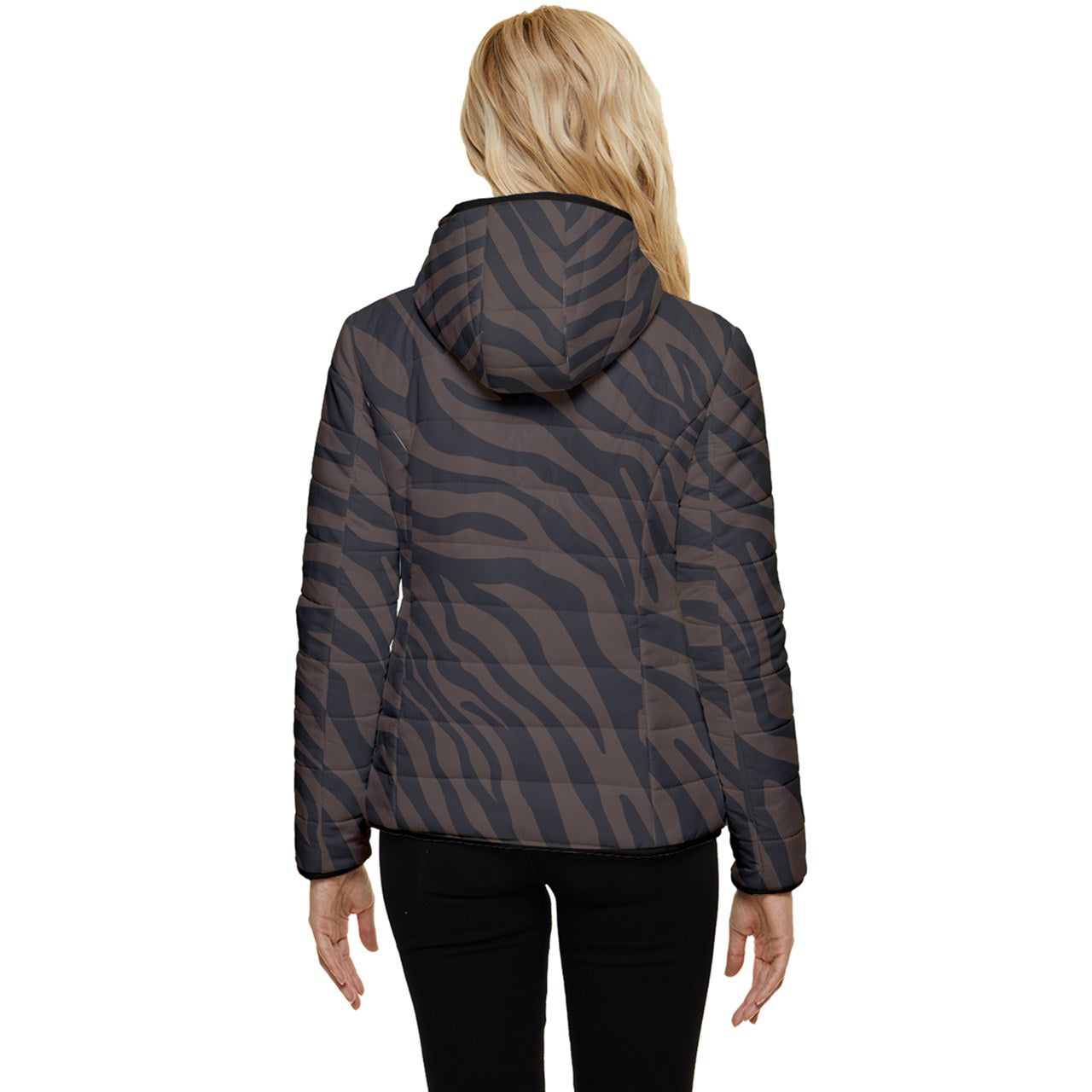 Chocolate Zebra Women's Hooded Quilted Puffer Jacket