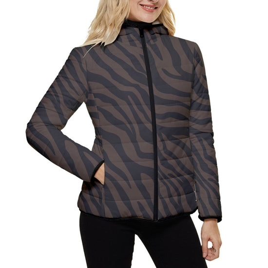 Chocolate Zebra Women's Hooded Quilted Puffer Jacket