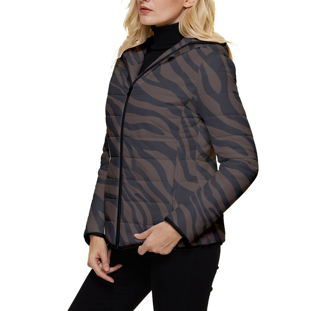 Chocolate Zebra Women's Hooded Quilted Puffer Jacket