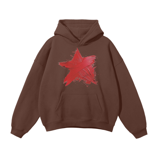 Premium Oversized Heavy Fleece Hoodie with Painted Star Print