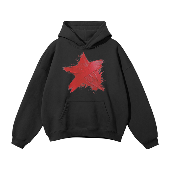 Premium Oversized Heavy Fleece Hoodie with Painted Star Print