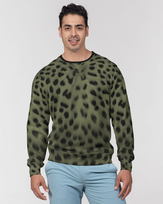 Forest Cheetah Green French Terry Crewneck Pullover Sweatshirt