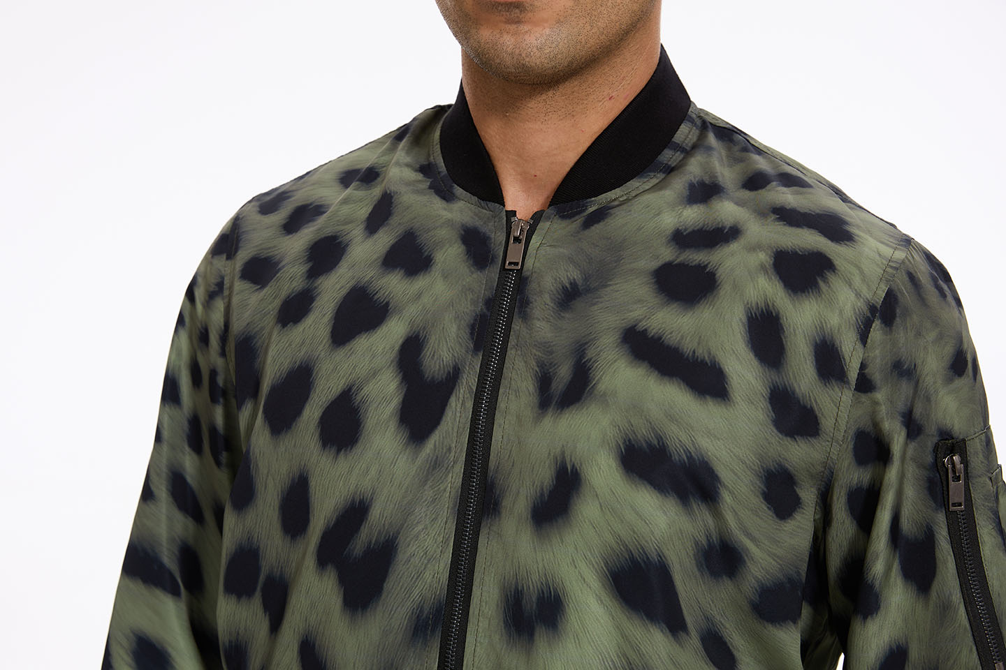 Forest Cheetah Men's Bomber Jacket with Zipper Pocket