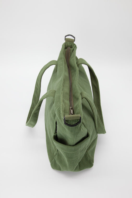 Olive Green Corduroy Messenger Bag