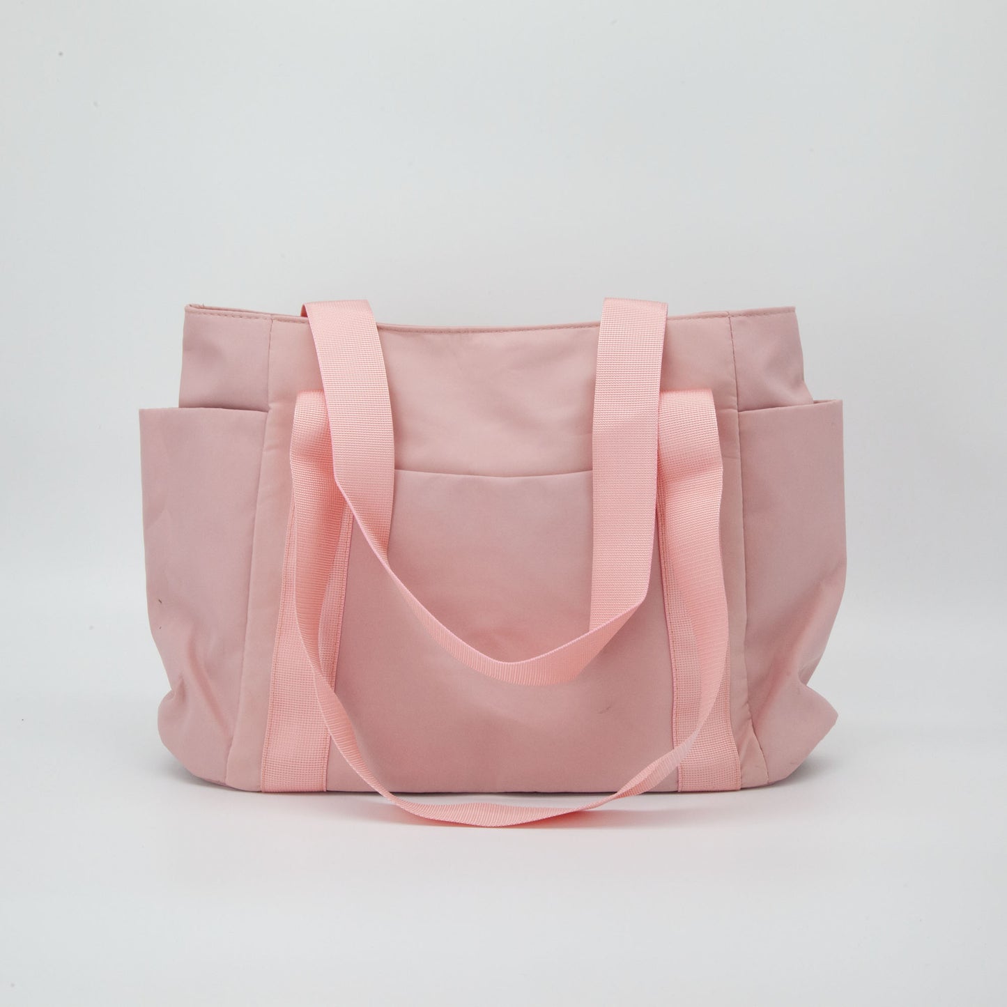 Pink Nylon Tote Bag with Multi Pockets