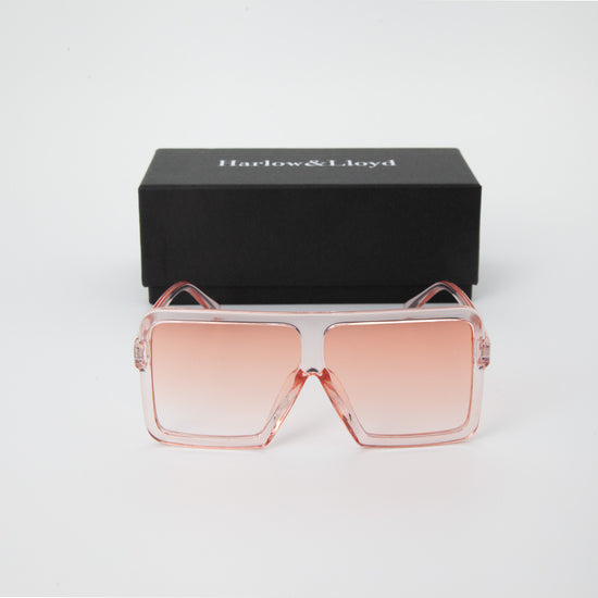 Stella Oversized Fashion Square Sunglasses in Pink