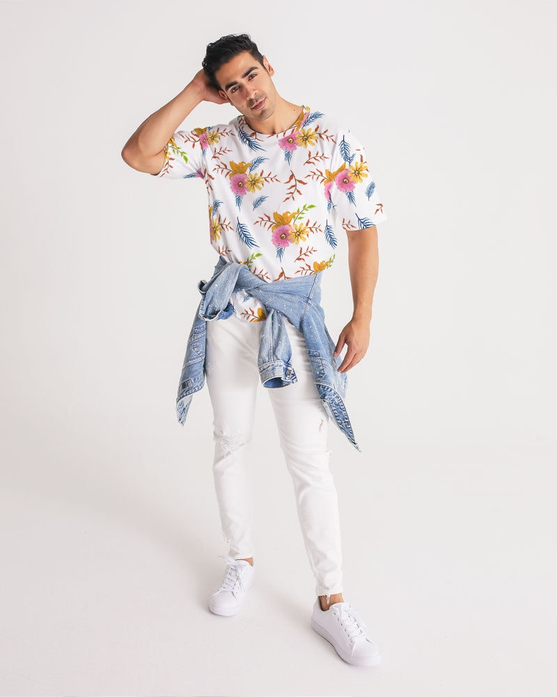 White Summer Floral Men's Premium Heavyweight Tee