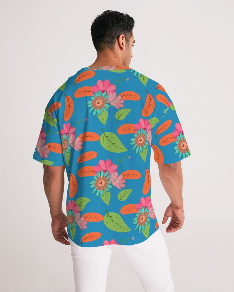 flower power blue hawaiian cotton shirt