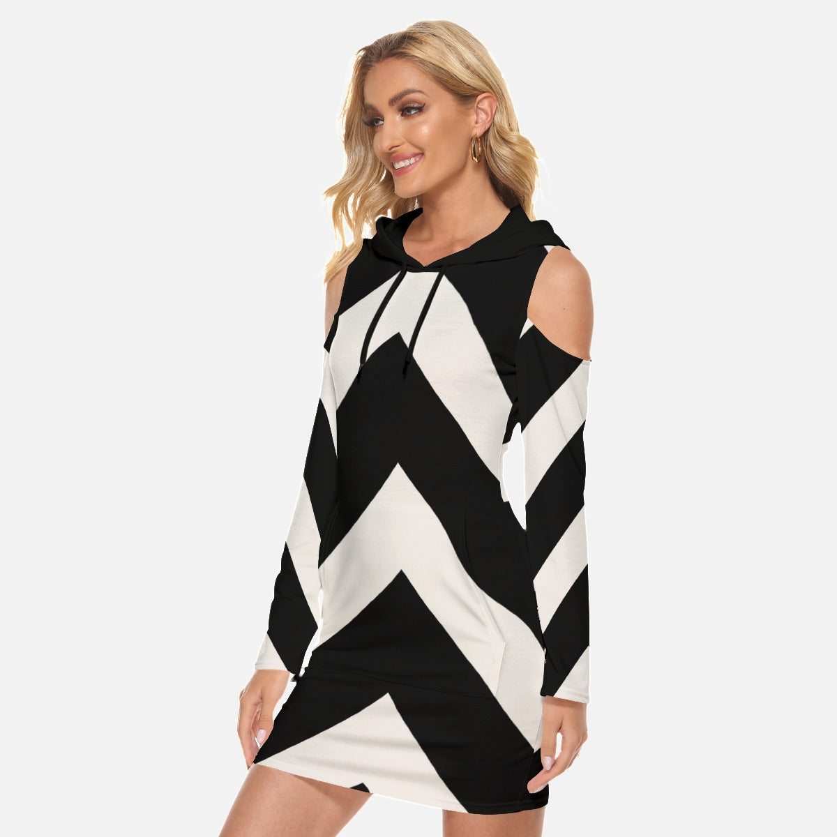 Black White Stripe Hoodie Dress Harlow Lloyd