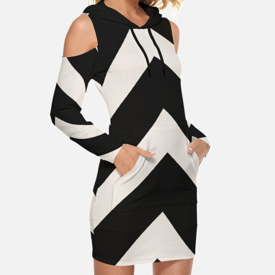 Black & White Stripe Hoodie Dress