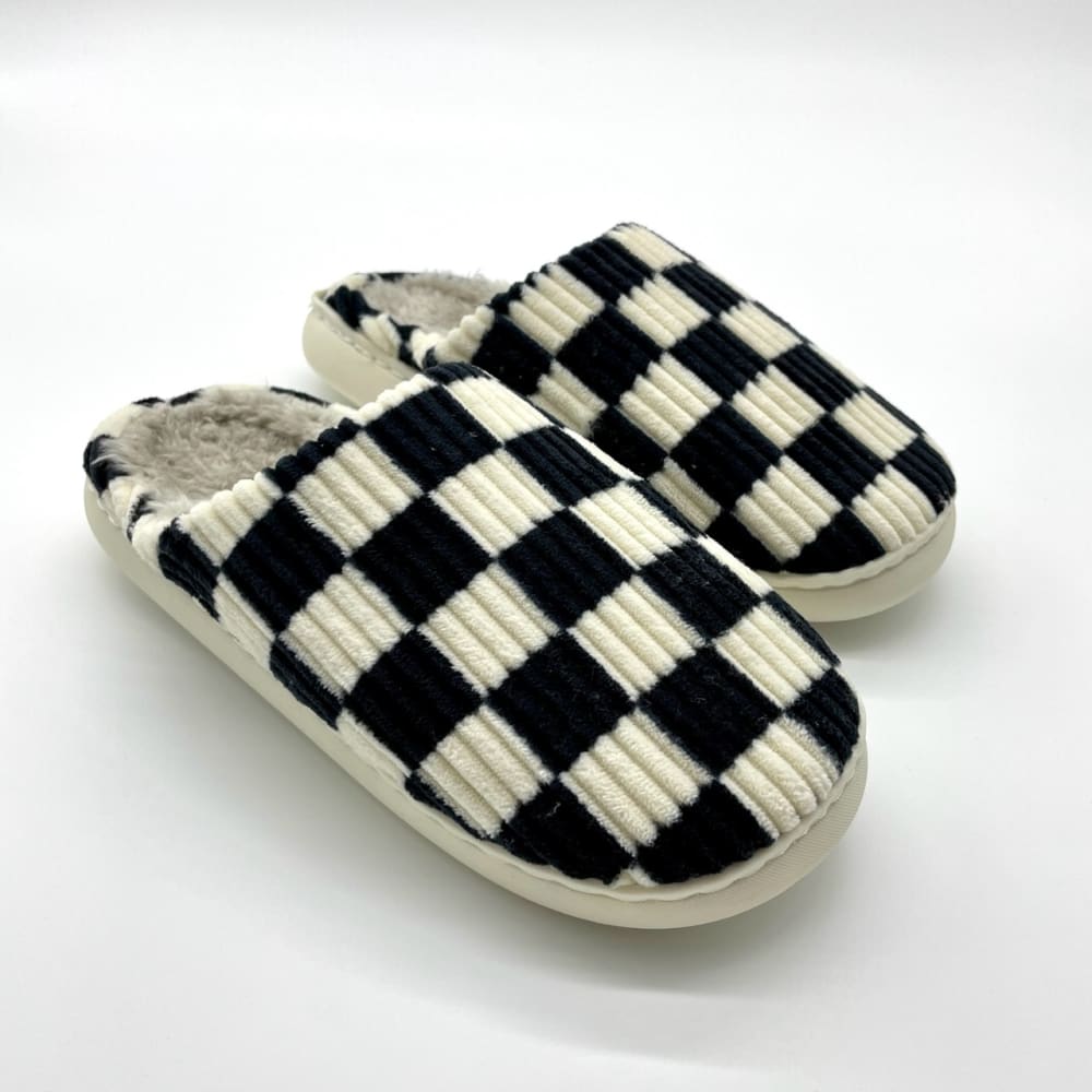 Sunday Black & White Checkerboard Slippers – Harlow & Lloyd