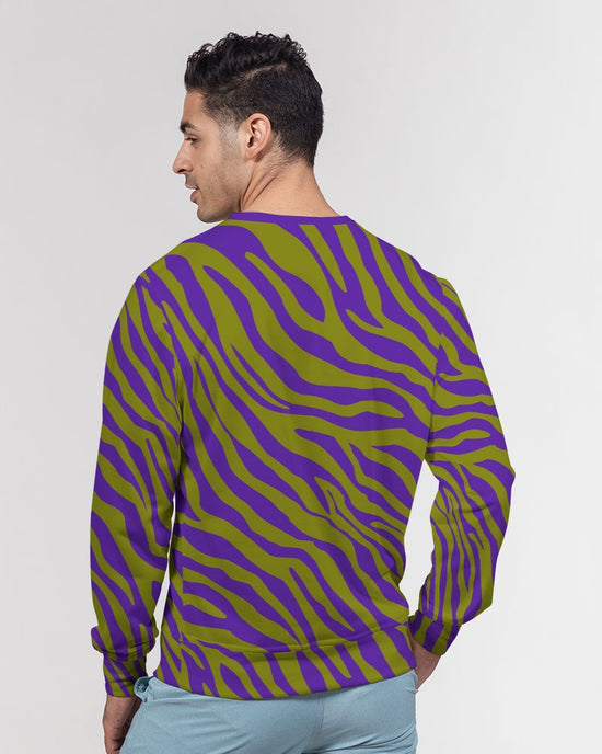 Purple Olive Zebra Men's French Terry Pullover Sweatshirt